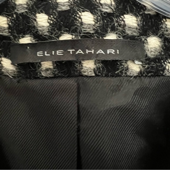ELIE TAHARI - Alpaca Wool Blend Black & Gray Mid Length Double Breast Coat Large - Picture 7 of 8